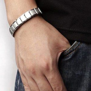 Unisex Sterling Silver Magnetic Bracelet For Therapy and Energy
